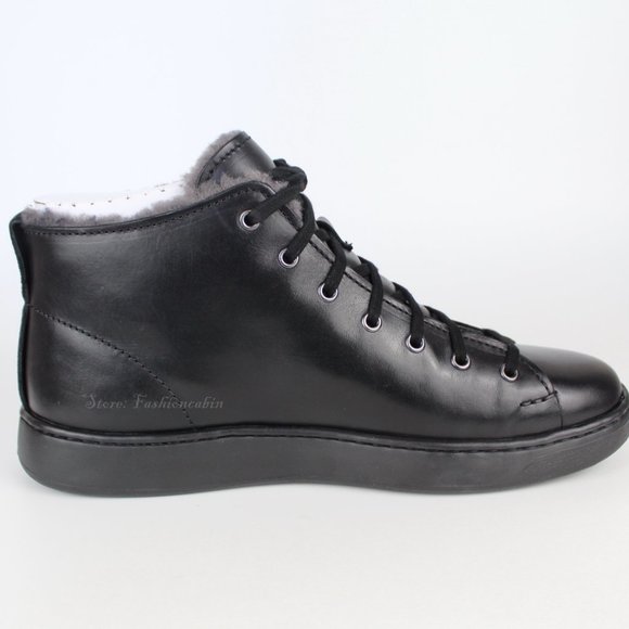 New UGG UGGpure Lining Leather Sneakers, Black, US 9 main image 3